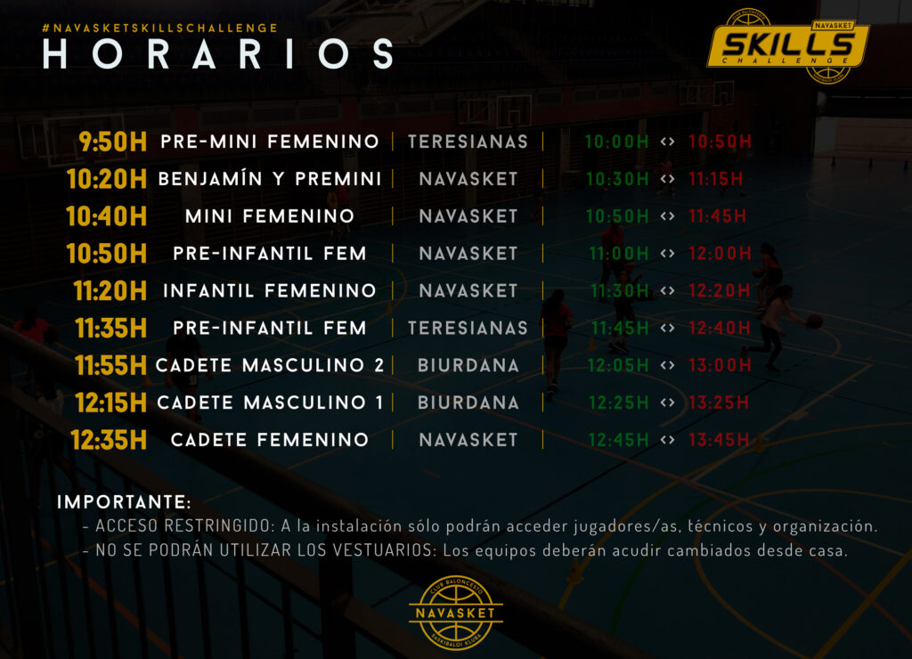 #NavasketSkillsChallenge | Horarios y equipos (05-12-2020)