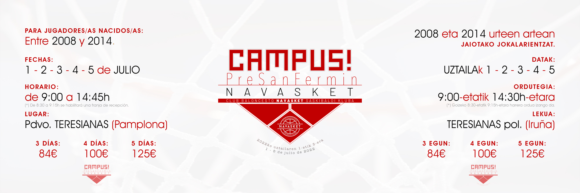 CAMPUS NVT | 'Campus! PreSanFermin Navasket', del 1 al 5 de julio de 2022