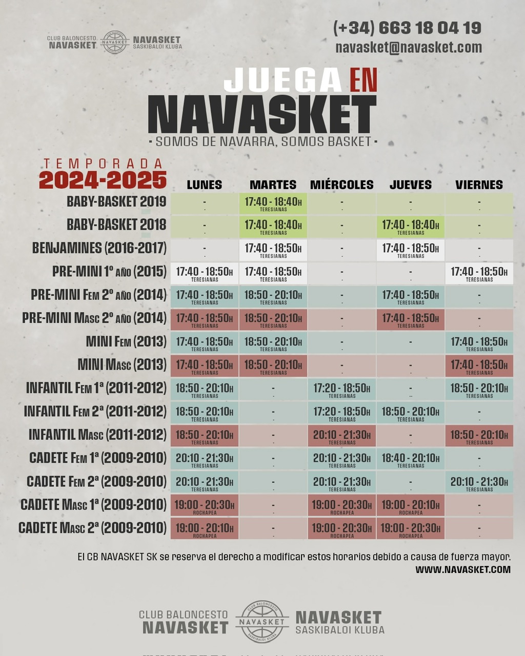 NVT | Temporada 2024-2025 denboraldia (horarios)